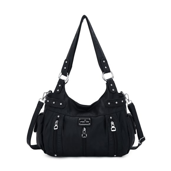 Angel kiss Handbags - Washed Faux Leather Crossbody Hobo Tote – Lightweight Travel Purse